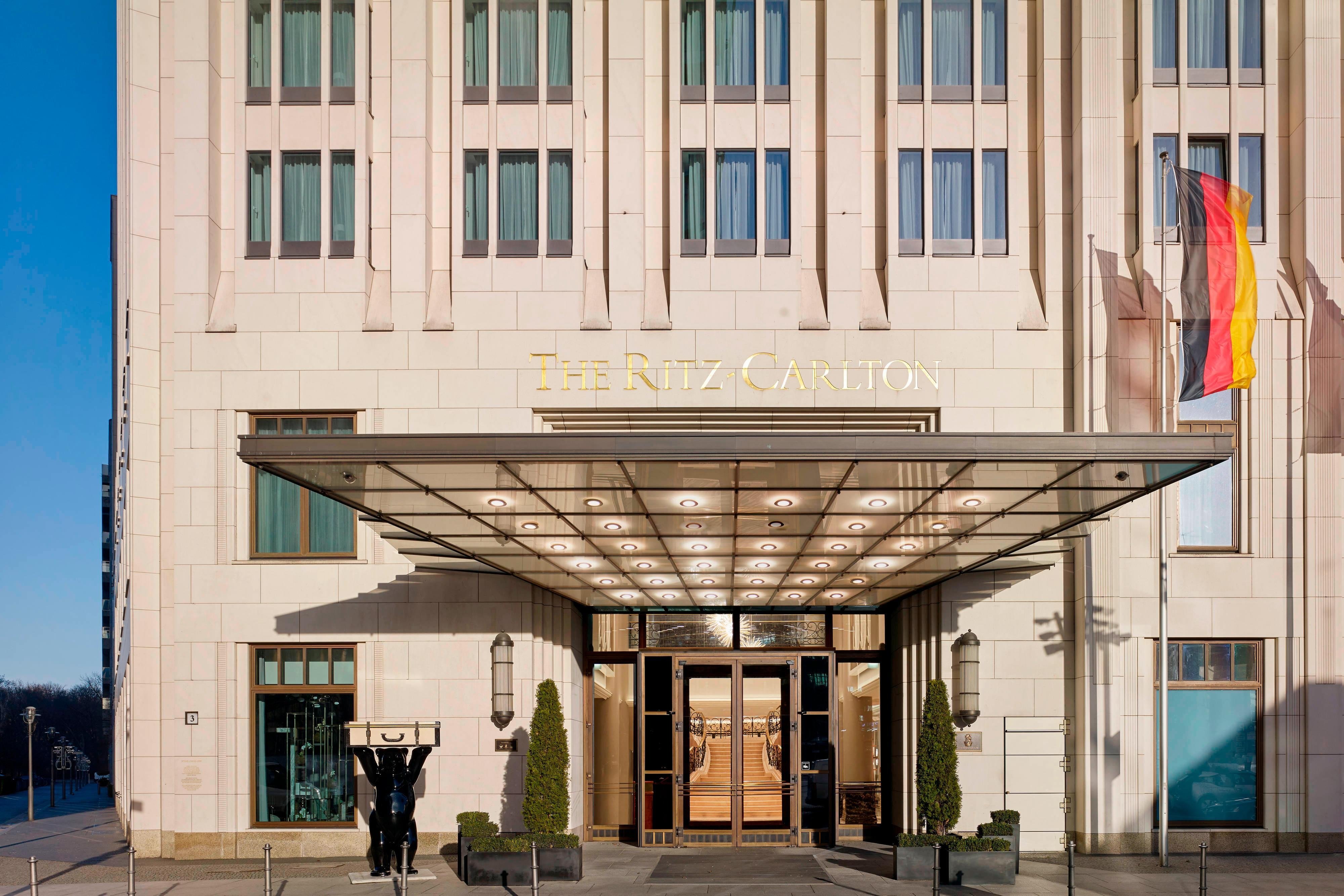 A Ritz-Carlton Berlin guest accommodation with the substantial contemporary German-and-Ritz-Carlton interior identity and the dedicated Potsdamer Platz orientation evocative of the property's specific central Berlin luxury configuration