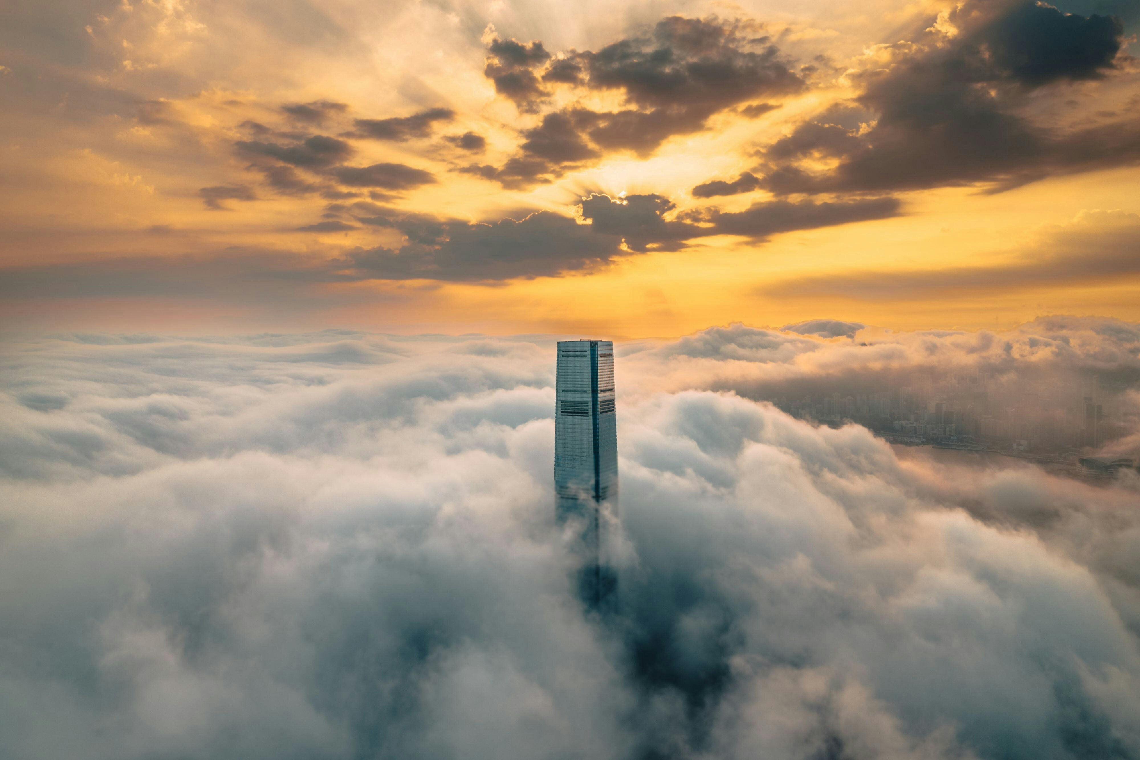 The Ritz-Carlton Hong Kong swimming pool on the 118th floor with the LED-ceiling configuration and the panoramic Victoria Harbour view — among the highest hotel swimming pools in the world