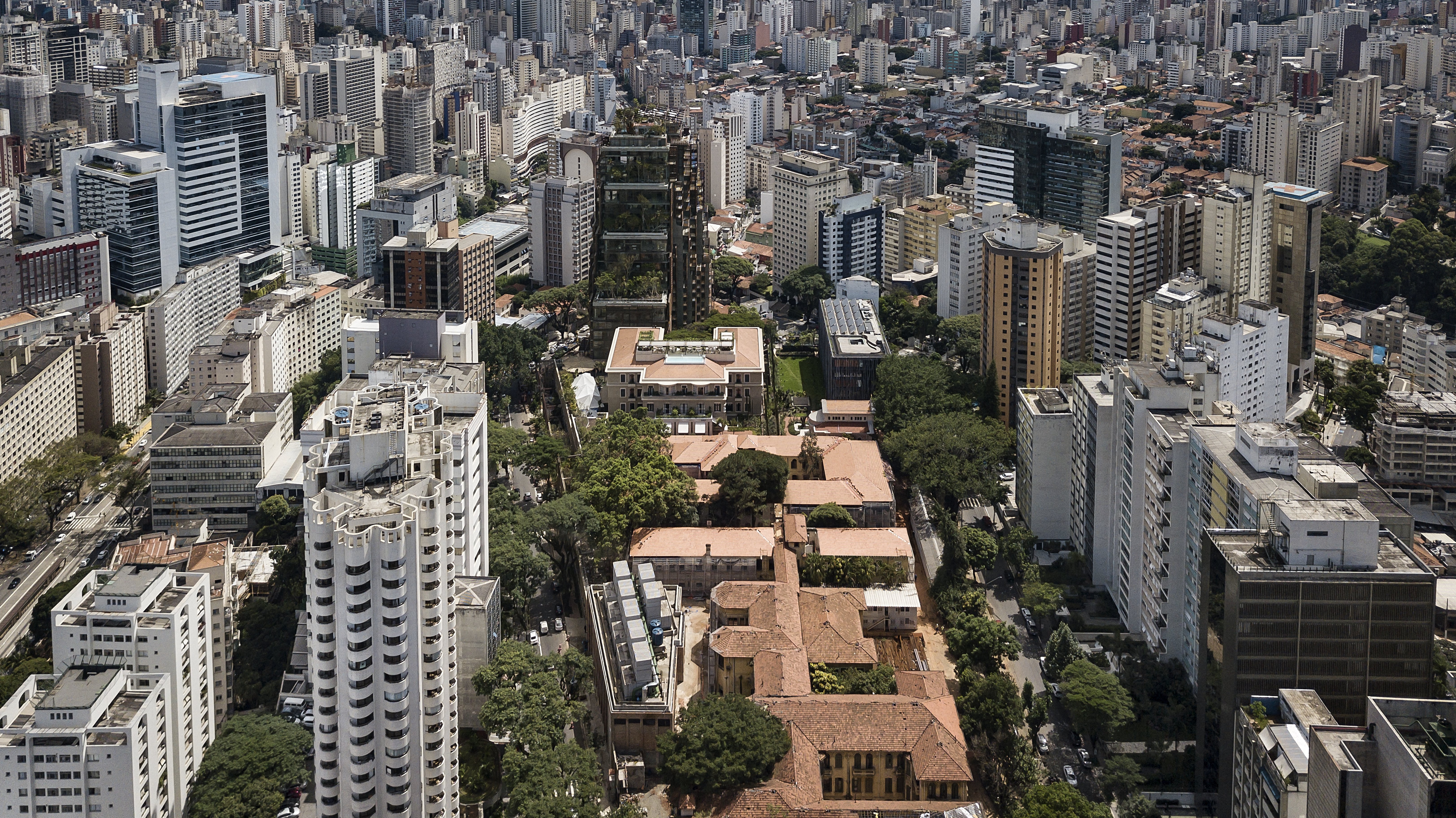 A Rosewood São Paulo guest accommodation with the substantial Philippe Starck-and-Jean Nouvel interior identity and the dedicated contemporary Brazilian luxury configuration evocative of the property's specific Cidade Matarazzo identity